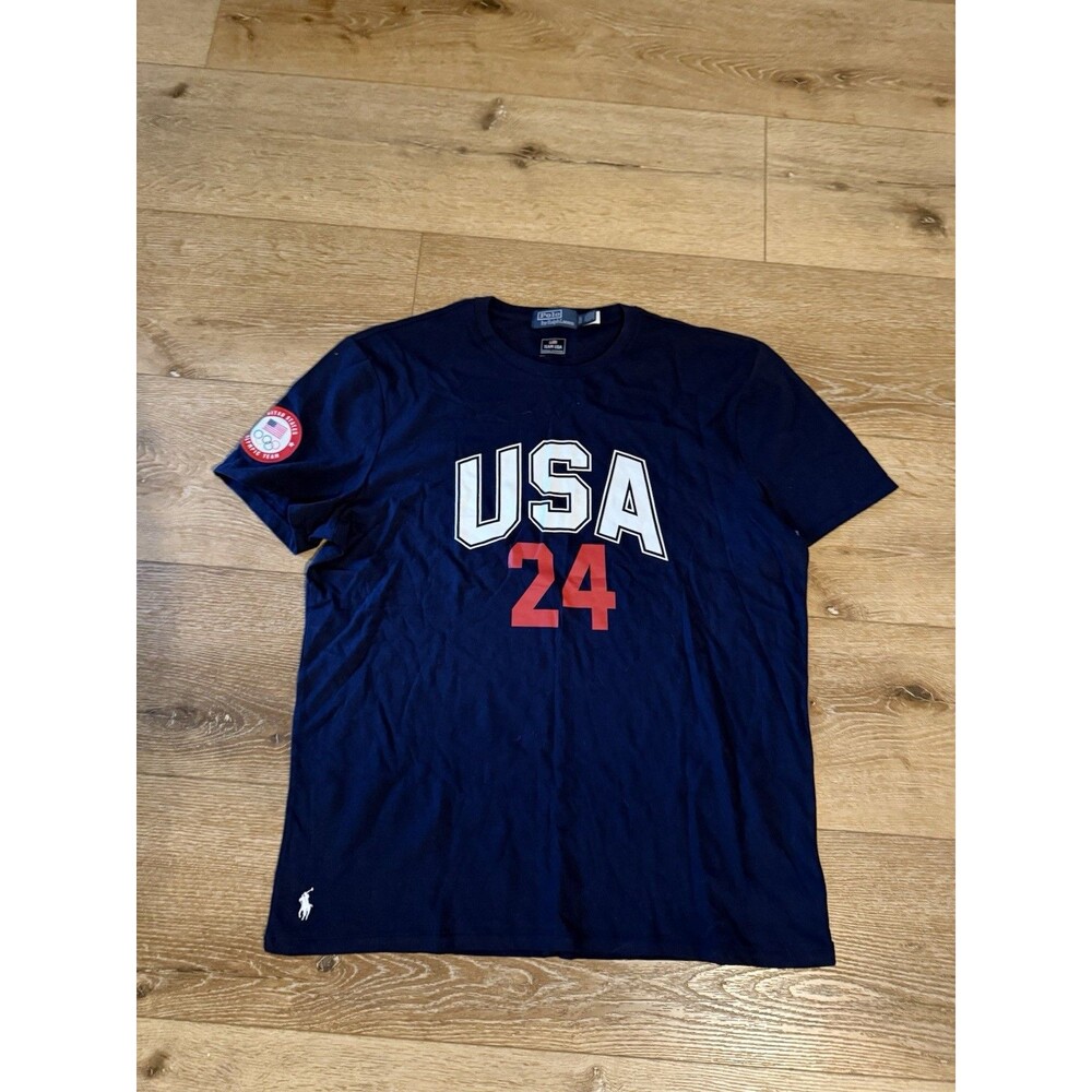 Polo by Ralph Lauren Mens Blue Short Sleeve Jersey Shirt Size XL Olympics 2024